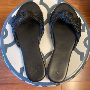 JCrew black leather espadrille sandal
